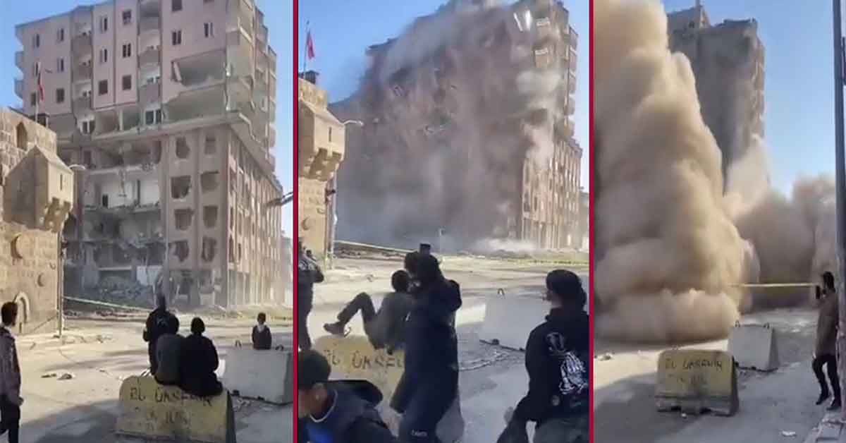 Birecik'te Ağır Hasarlı Bina Yıkıldı