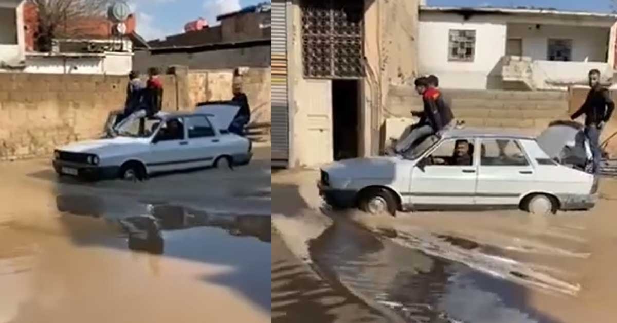 Şanlıurfa'da Vatandaşlar Çareyi Araba Tavanında Buldu